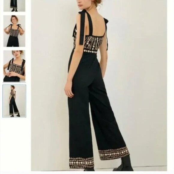 ⭐️ Natasha Mirrored Wide Leg Boho Peasant Art Farm Hipster Hippie Chic Jumpsuit - Picture 5 of 5